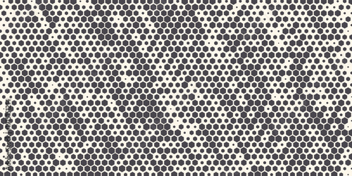Hexagon Shapes Vector Abstract Geometric Technology Oscillation Wave Isolated on Light Background. Halftone Hex Retro Simple Pattern. Minimal 80s Style Dynamic Tech Wallpaper
