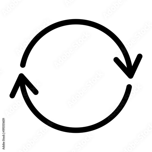 循環や同期を意味する2つの矢印の円形サイクルアイコンベクターイラスト