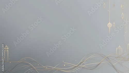 Elegant Ramadan Lantern with Crescent Moon and Stars on a Subtle Background.
