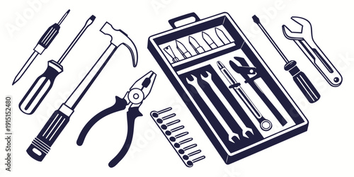 A variety of tools including hammers, screwdrivers, pliers, and wrenches