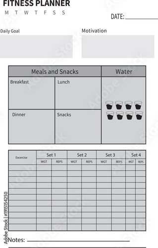 Fitness planner book interior for Amazon KDP Low content book