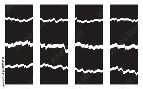 Wallpaper Mural Modern abstract art with jagged white lines on black background Torontodigital.ca