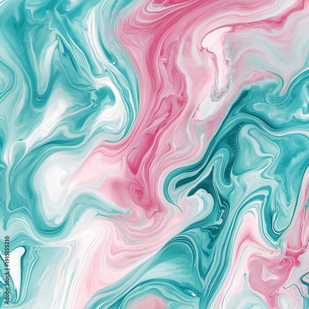 Obraz premium Abstract Art with Swirls in Pink and Teal Tones for Design Projects