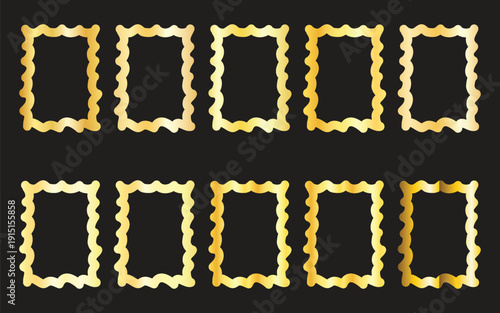 Golden frame templates for photo collage or scrapbooking