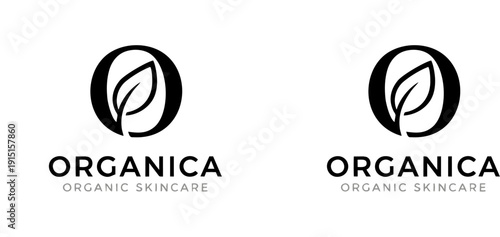 Elegant vector logo design for “ORGANICA ORGANIC SKINCARE” featuring a circular emblem with leaf inside the letter O, symbolizing nature, eco-friendly lifestyle, and organic beauty branding.