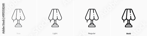 lamp icon. Thin, Light, Regular And Bold style design isolated on white background