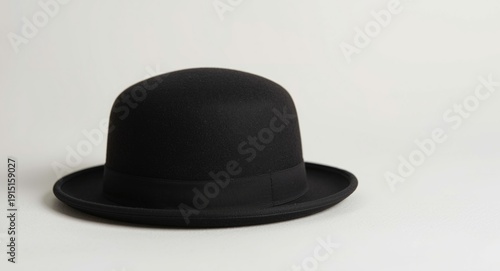 Obraz na płótnie Black bowler hat featured with subtle white background texture