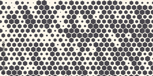 Hexagon Shapes Vector Abstract Geometric Technology Oscillation Wave Isolated on Light Background. Halftone Hex Retro Simple Pattern. Minimal 80s Style Dynamic Tech Wallpaper