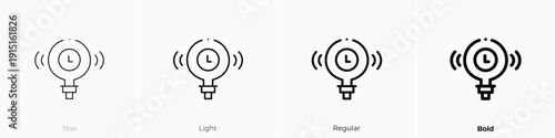 light bulb icon. Thin, Light, Regular And Bold style design isolated on white background