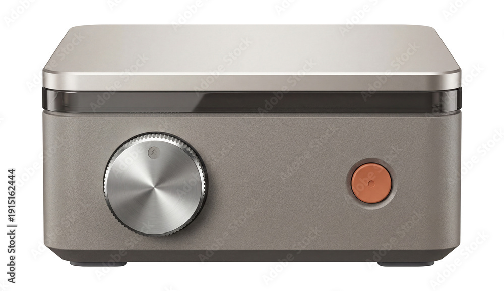Obraz premium Retro console with a rotary dial for selecting games and a single reset button.