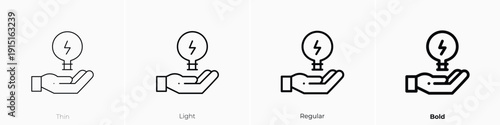 light bulb icon. Thin, Light, Regular And Bold style design isolated on white background