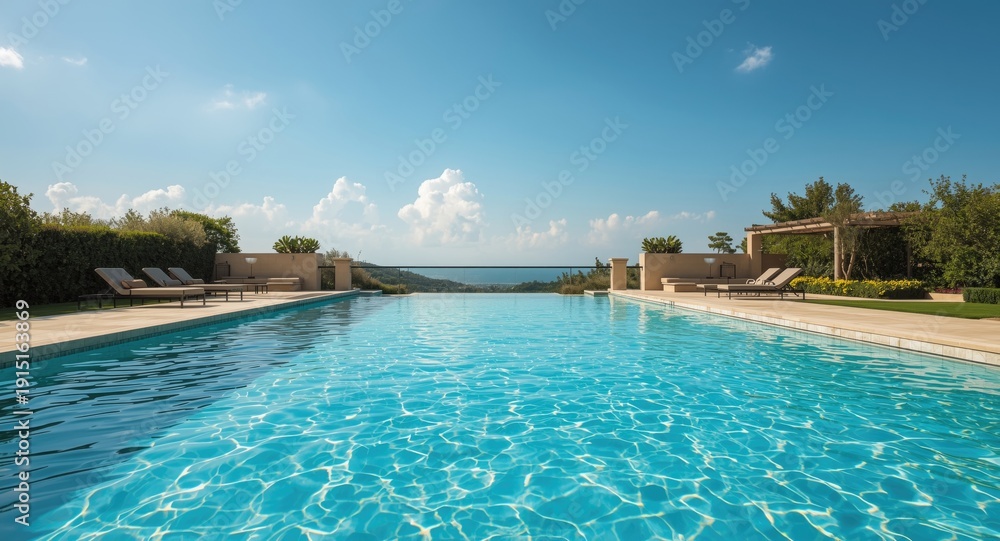 Obraz premium tranquil blue swimming pool highlighting soft gentle water ripples