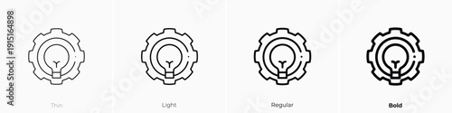 light bulb icon. Thin, Light, Regular And Bold style design isolated on white background