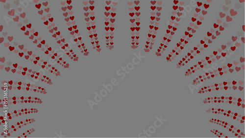 Vibrant red hearts exploding in dynamic pattern