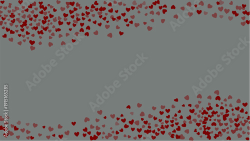 Romantic red heart shapes floating on gray background for Valentine's Day