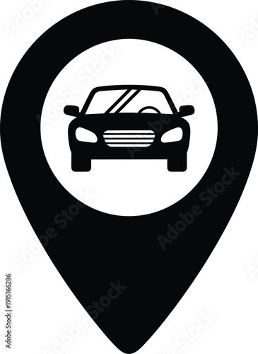 Car Location Pin Navigation Map Icon Vector