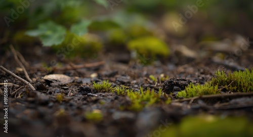 Close shot photo of fox droppings on damp forest ground