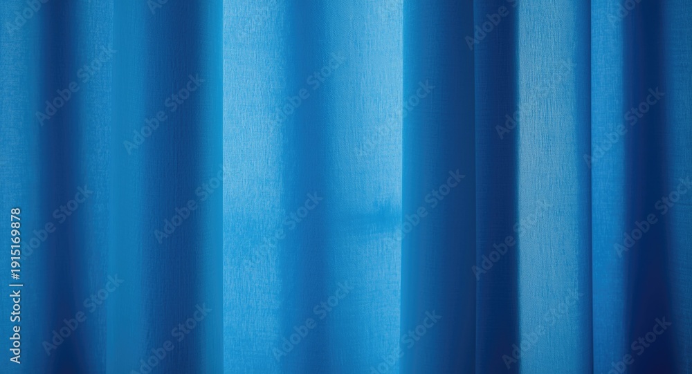 Obraz premium blue curtain textile surface with soft daylight and copy space
