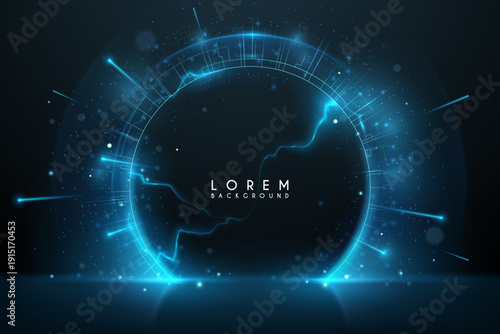 Technology circle lines effect with lightnings