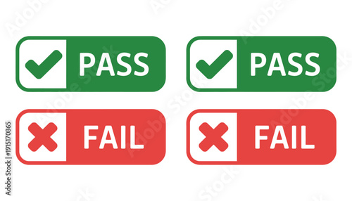 pass and fail icons set green tick red cross vector.