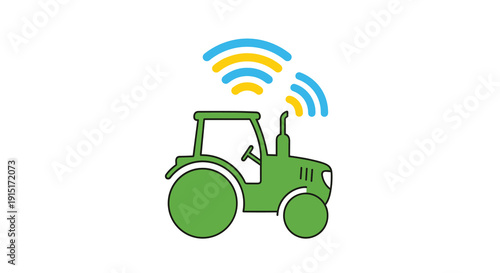 An illustrative icon features a green tractor with blue and yellow wireless signals radiating from its top symbolizing smart farming, Generative AI.