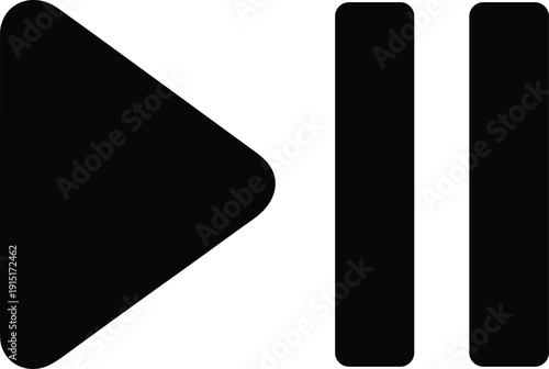 Black media control icons featuring play and pause symbols on white background, perfect for digital interfaces, multimedia applications, and user experience design.