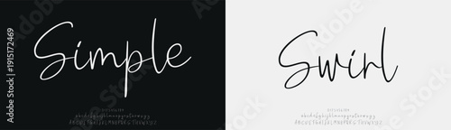 Simple Swirl, Script luxury wedding alphabet letters font with tails. Typography elegant classic serif fonts and number decorative vintage retro concept for logo branding. vector illustration
