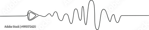 Continuous black line art combining stethoscope and heartbeat waveform, symbolizing medical diagnostics, vital signs monitoring, and healthcare technology in minimalist vector style.