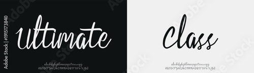 Ultimate Class, Script elegant Modern beauty font alphabet logo. Typography beautiful luxury minimal elegant serif fonts fashion wedding vintage retro logos. vector illustration
