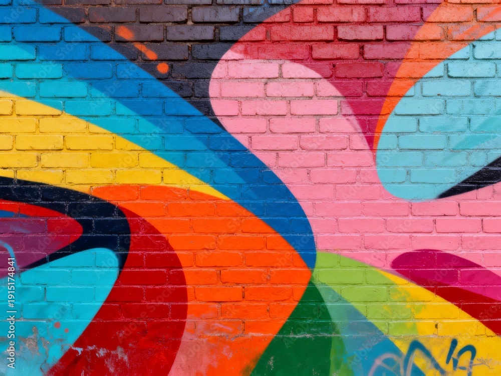Fototapeta premium Colorful abstract graffiti on brick wall