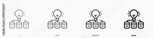light bulb icon. Thin, Light, Regular And Bold style design isolated on white background