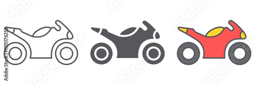 Sportbike line icon, transport and drive, motorbike sign, vector graphics, a linear pattern on a white background.