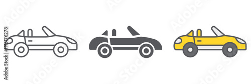 Cabriolet line icon, transport and drive, automobile sign, vector graphics, a linear pattern on a white background.