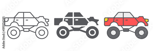 Monster truck line icon, transport and extreme, monster car sign, vector graphics, a linear pattern on a white background.