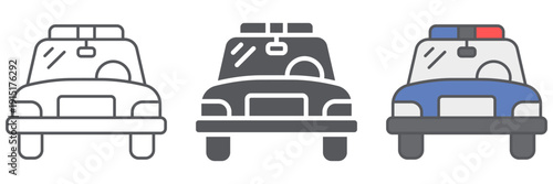 Police car line icon, vehicle and automobile, sheriff car sign, vector graphics, a linear pattern on a white background.