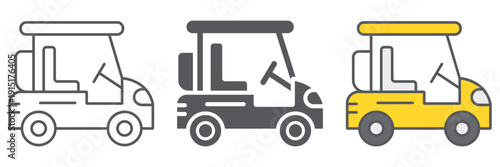 Golf cart line icon, transportation and auto, golf car sign, vector graphics, a linear pattern on a white background.