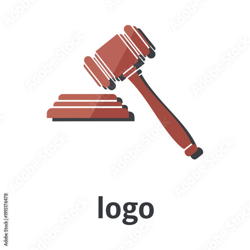 A gavel and sound block logo on a white background
