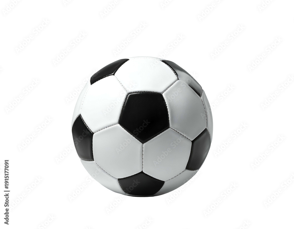 Fototapeta premium Classic black and white pentagonal panel soccer ball isolated