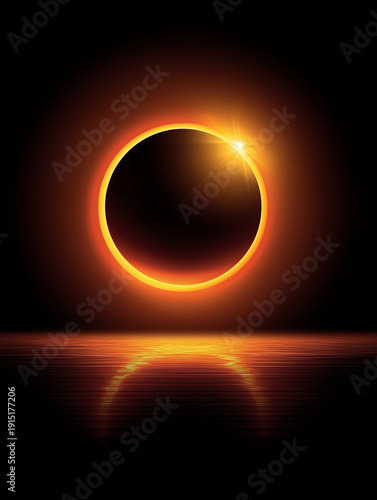 Total Eclipse With Gradient Glow On Black Background