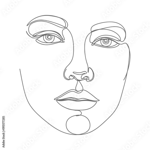 A line drawing of a face with a detailed facial structure