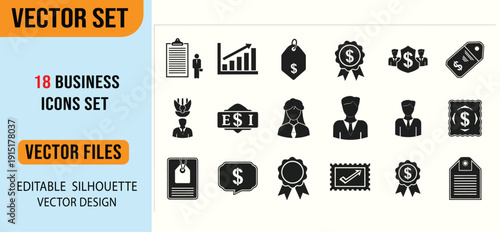 Business icons of various blockchain elements, including cryptocurrency, mining, security, and transactions. Simple, clean, and modern design