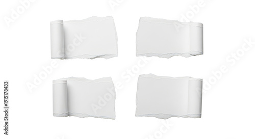 Wallpaper Mural Four white pieces of torn paper isolated on transparent background Torontodigital.ca