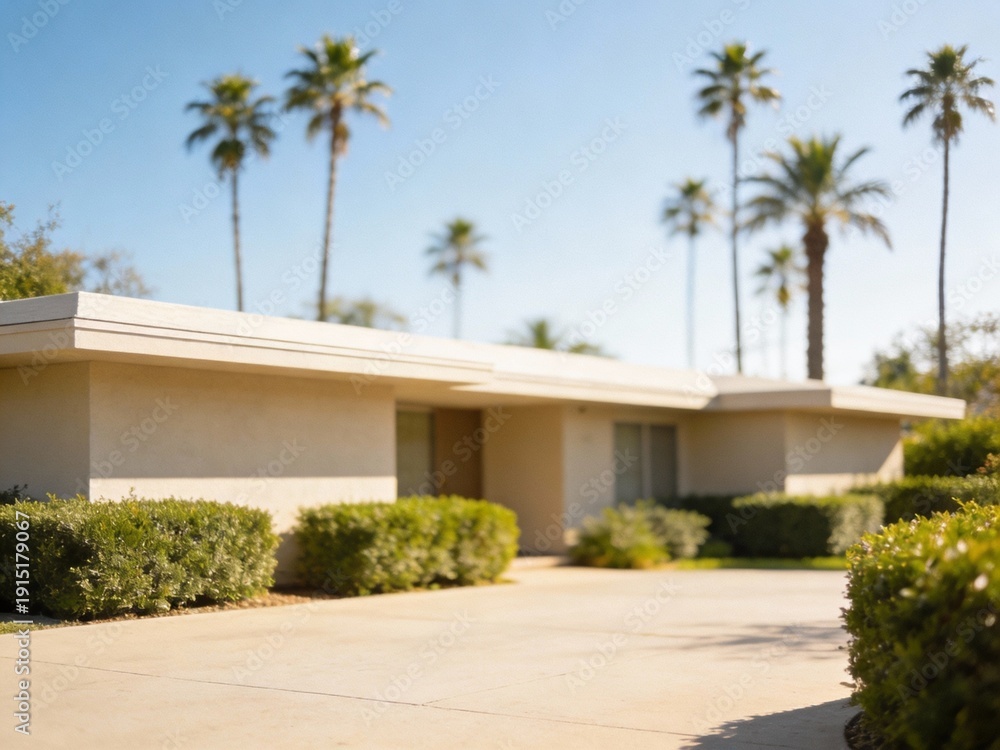Fototapeta premium Modern house with palm trees