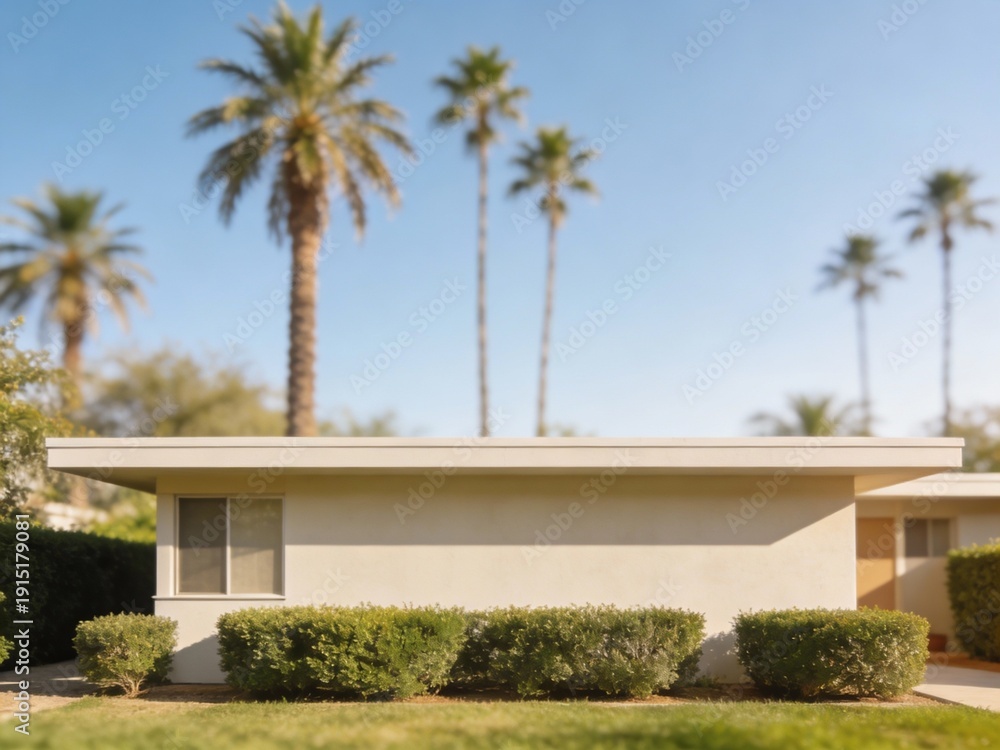 Fototapeta premium Modern house with palm trees