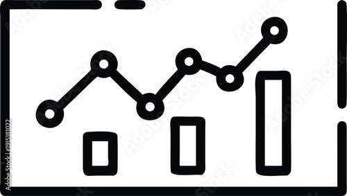 Economic Growth Diagram: A simplified visual representation of economic progress, featuring a line graph indicating fluctuating trends and bar graph representing quantifiable metrics.