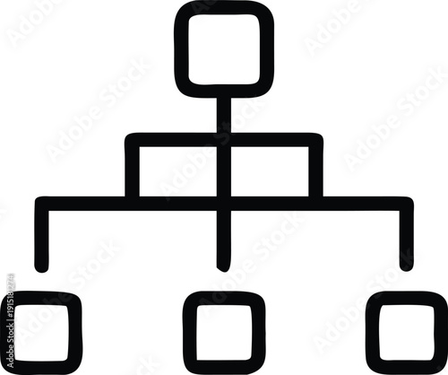 Hierarchical Diagram: A minimalist representation of a hierarchy or organizational structure. Illustrating the interconnectedness of various levels or components within a system. 