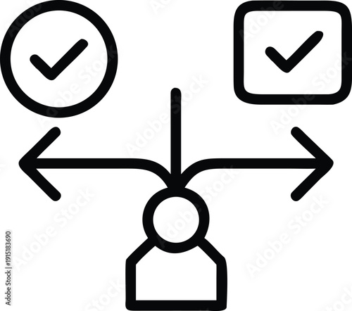 Making a Choice: An emblematic illustration captures the pivotal moment of decision-making, where one individual confronts two distinct options