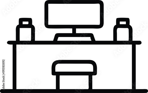 Workspace Simplified: An uncluttered workspace featuring a computer monitor, desktop and chair, reflecting a minimalist approach to work.