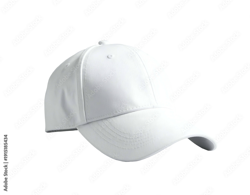 Fototapeta premium Clean, minimalist white baseball cap with curved brim
