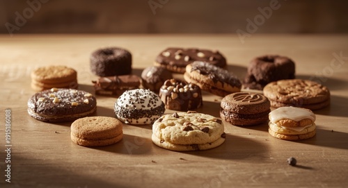 Wallpaper Mural Various cookie styles and dessert treats displayed on a simple table surface Torontodigital.ca